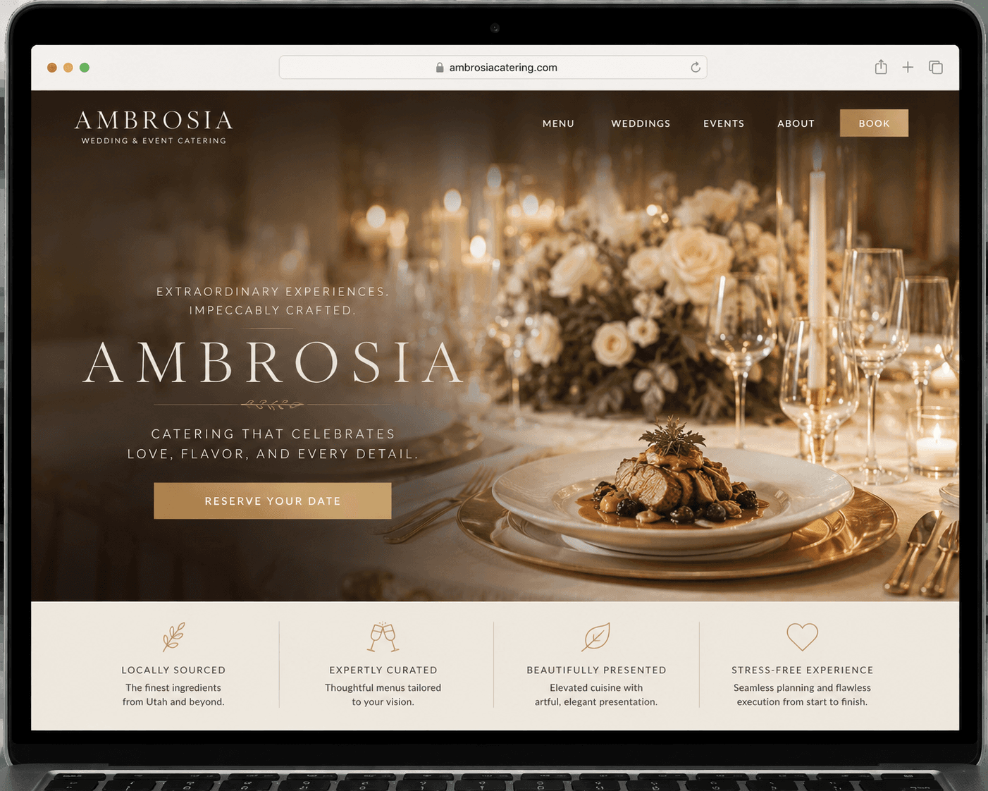 Ambrosia wedding and event catering concept render