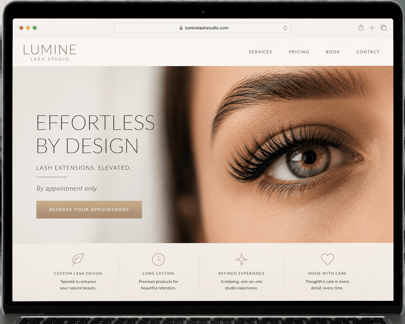 Sample brow studio Instagram and booking concept render